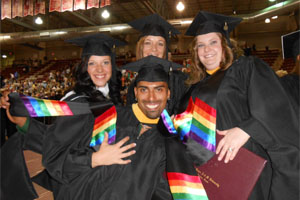 Buff Allies summer graduates with rainbow stoles